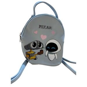 Pixar Wall-E and Eve Mini Backpack Light Blue Faux Leather Crossbody Bag